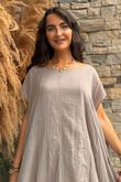 Made in Italy Sa Caleta Cotton Cap Sleeve Pocket Midaxi Dress Mocha